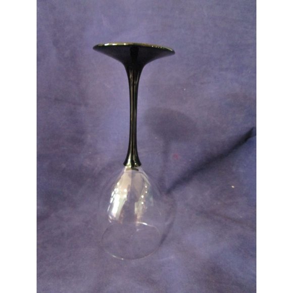 Black Stem Claret Wine Glasses A Pair Cristal DArques Domino Signature France EU - Picture 11 of 16